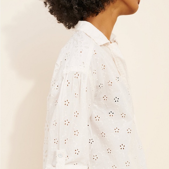 We The Free Mae Washed Eyelet Button Down Shirt size L - Picture 3 of 13